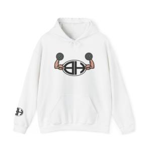 BH Fitness Logo Hoodie — Arm Barbell Graphic Sweatshirt