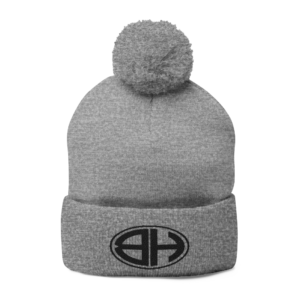 Embroidered Pom-Pom Knit Beanie — Cozy Winter Hat with Logo