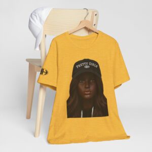 Pretty Girls Hat Portrait T-Shirt — Brown Skin Female Illustration Tee